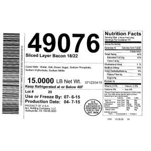 Sliced Layer Bacon 18/22