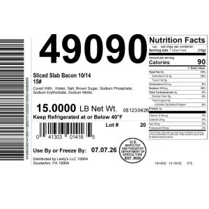 Sliced Slab Bacon 10/14 15#