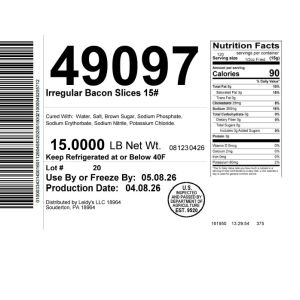 Irregular Bacon Slices 15#