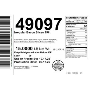 Irregular Bacon Slices 15#