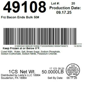 Frz Bacon Ends Bulk 50#
