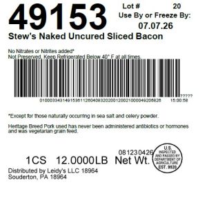 Stew's Naked Uncured Sliced Bacon