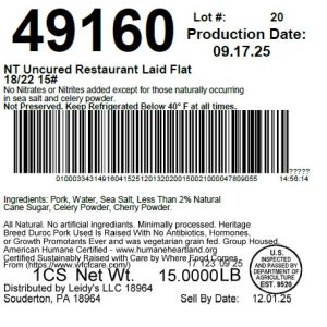 NT Uncured Restaurant Laid Flat 18/22 15#