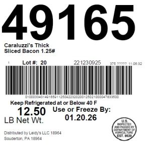 Caraluzzi's Thick Sliced Bacon 1.25#