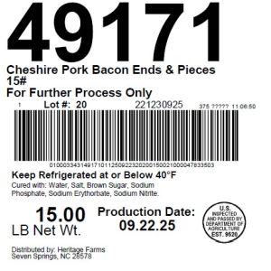 Cheshire Pork Bacon Ends & Pieces 15#