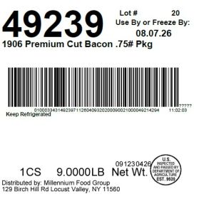1906 Premium Cut Bacon .75# Pkg