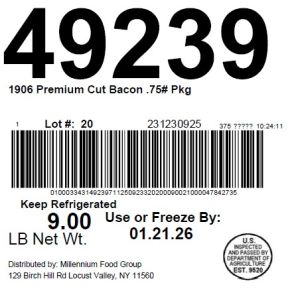 1906 Premium Cut Bacon .75# Pkg
