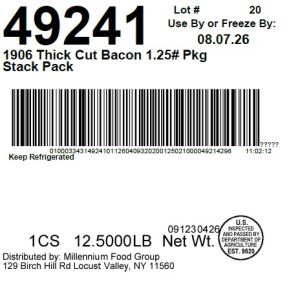 1906 Thick Cut Bacon 1.25# Pkg Stack Pack