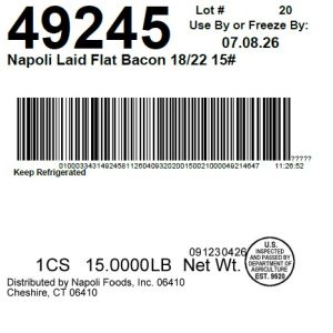 Napoli Laid Flat Bacon 18/22 15#