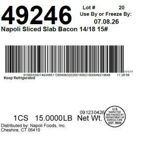 Napoli Sliced Slab Bacon 14/18 15#
