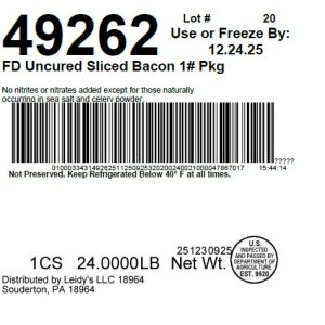 FD Uncured Sliced Bacon 1# Pkg
