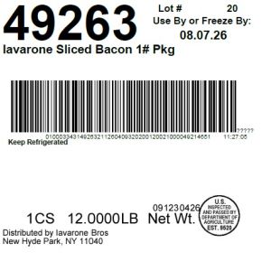 Iavarone Sliced Bacon 1# Pkg