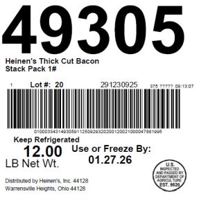 Heinen's Thick Cut Bacon Stack Pack 1#