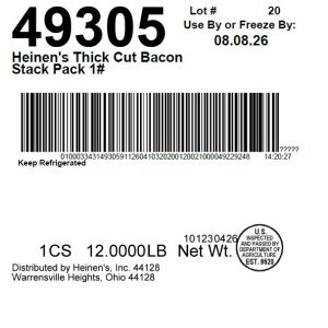 Heinen's Thick Cut Bacon Stack Pack 1#