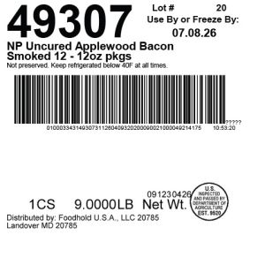Nat Prom Uncured Applewood Bacon Smoked 12 - 12oz pkgs