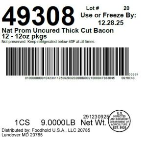 Nat Prom Uncured Thick Cut Bacon 12 - 12oz pkgs