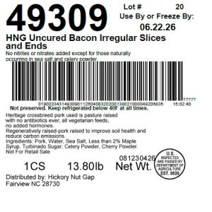 HNG Uncured Bacon Irregular Slices and Ends