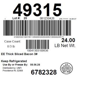 EE Thick Sliced Bacon 3#