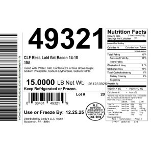 CLF Rest. Laid flat Bacon 14-18 15#