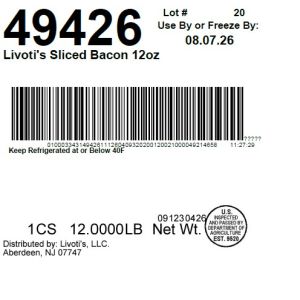 Livoti's Sliced Bacon 12oz