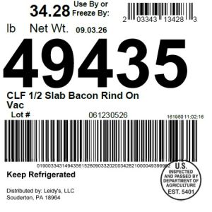 CLF 1/2 Slab Bacon Rind On Vac