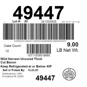 Wild Harvest Uncured Thick Cut Bacon