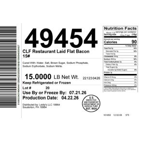 CLF Restaurant Laid Flat Bacon 7/8 15#