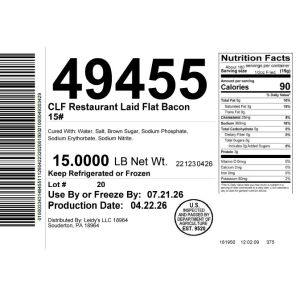 CLF Restaurant Laid Flat Bacon 10/14 15#