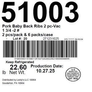 Pork Baby Back Ribs 2 pc-Vac 1 3/4 -2 #