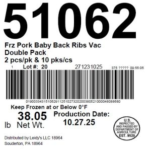 Frz Pork Baby Back Ribs Vac Double Pack