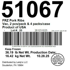 FRZ Pork Ribs Vac, 2 pcs/pack & 4 packs/case