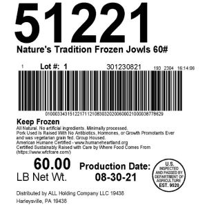 Nature's Tradition Frozen Jowls 60#