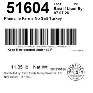 Plainville Farms No Salt Turkey
