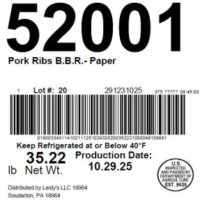 Pork Ribs B.B.R.- Paper