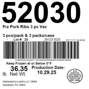 Frz Pork Ribs 3 pc Vac