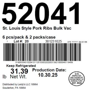 St. Louis Style Pork Ribs Bulk Vac