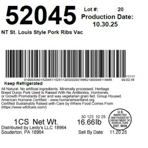 NT St. Louis Style Pork Ribs Vac