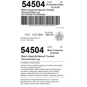 Boar's Head All Natural* Cooked Uncured Ham Log