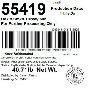 Dakin Smkd Turkey Mini For Further Processing Only