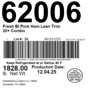 Fresh BI Pork Ham Lean Trim 20+ Combo