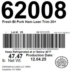 Fresh BI Pork Ham Lean Trim 20+