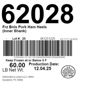Frz Bnls Pork Ham Heels (Inner Shank)