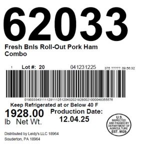 Fresh Bnls Roll-Out Pork Ham Combo