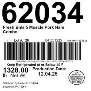 Fresh Bnls 5 Muscle Pork Ham Combo