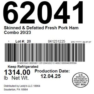 Skinned & Defatted Fresh Pork Ham Combo 20/23