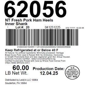 NT Fresh Pork Ham Heels Inner Shank