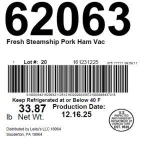 Fresh Steamship Pork Ham Vac