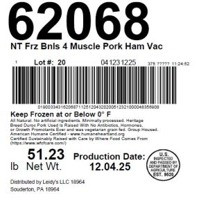 NT Frz Bnls 4 Muscle Pork Ham Vac