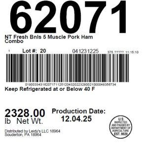 NT Fresh Bnls 5 Muscle Pork Ham Combo