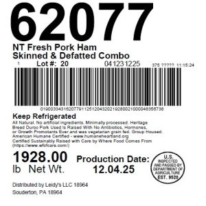 NT Fresh Pork Ham Skinned & Defatted Combo